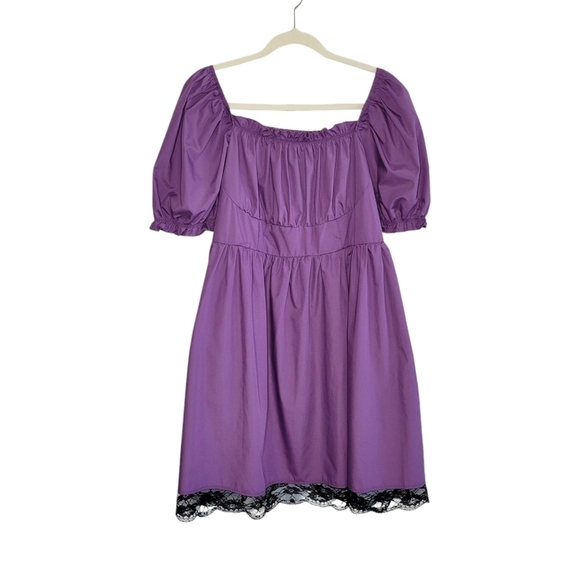 Shein Curve Women's Purple Short Sleeve Milkmaid Dress w/ Lace Trim Size 2XL - Picture 1 of 9